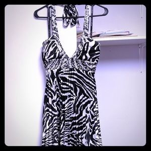 Morgan & Co. Zebra print halter dress